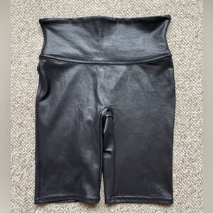 Spanx Black Faux Leather Biker Shorts Size Small NWOT